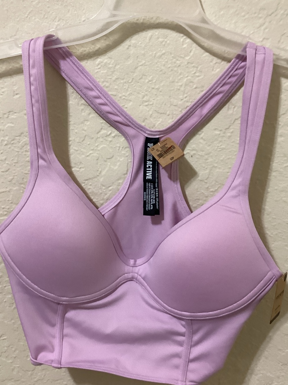 Pink Rose Lavender Longline Racerback Sports Bra